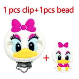 2pcs/set Silicone Cartoon Animal Pacifier Clip Molar Bead DIY Pacifier Chain Jewelry Accessories