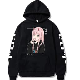 Harajuku Anime Darling In The Franxx Zero Two Graphic Print Hooded Men Women Hoodies Casual Sweatshirt Female Trendy Pullover