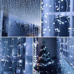 Outdoor Solar Icicle Lights Cool White Christmas Light with 8 LIghting Modes for Eves House Roof Holiday Wedding Decorations