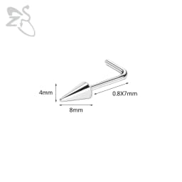 ZS 1 Piece 20G Stainelss Steel Long Spike Nose Stud Men Women Black L/I/S Shapes Nose Piercings Cone Nostril Piercings 6/8/10MM