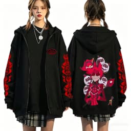 Hazbin Hotel 2026 New Anime 2D Print Hoodie Fun Style Men's and Women's Zip-up Sweatshirt