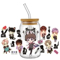 Korean Popular Music Group UV DTF Bottle Stickers Glasses Cup Transfer Stickers DIY Stationery Computer Waterproof Sticker