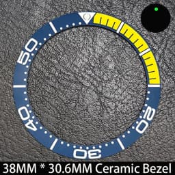 Sloping 38mm * 30.6mm Ceramic/Aluminum Blue Luminous Bezel GMT and Diving Watch Insert Fit for 40mm Watch Case Replacement Watch