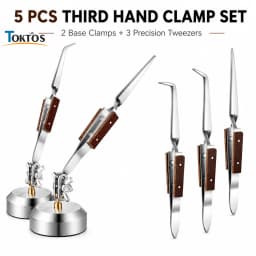 TOKTOS Third Hand Helping Hands Tool Weighted Base Self Closing Tweezers 360° Adjustable Jewelry Repair Holding Tool