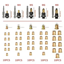 60PCS Hand Rivet Nut Tool Kit M3-M8 Carbon Steel Rivnut Set Manual Riveter Threaded Insert Nuts for Automotive DIY Metalwork