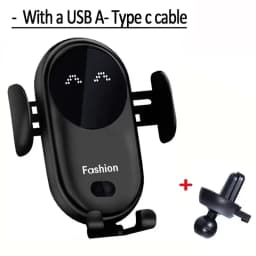 Wireless Car Charger Stand Fast Charging with Infrared Auto Clamp for iPhone 17 Samsung Phone Mount (Vent/Dashboard/Windshield)