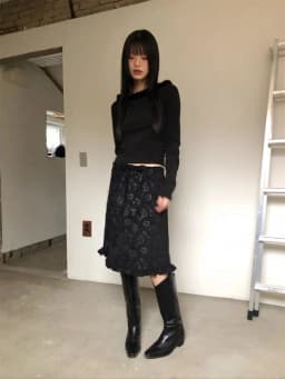 Retro Street Style Dark Rose Print Half-length A-line Skirt Versatile High-waisted Casual Floral Edged Mid-length Slimming Skirt