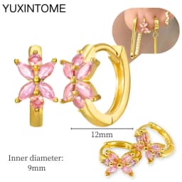 925 Sterling Silver Needle Pink Crystal Heart Hoop Earrings for Women Fashion Geometric Pendant Earrings Luxury Jewelry Gifts