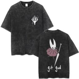 Washed Vintage Game Hollow Knight Double Sided Print T-shirt Men Women Fashion Casual T-shirts Oversized Short Sleeve T Shirts