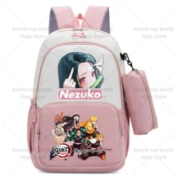 2pcs Demon Slayers Backpack Pencil Case for Boy Girl Kamado Tanjirou Teenager BookBags Rucksack Travel Backpack Mochila Escolar