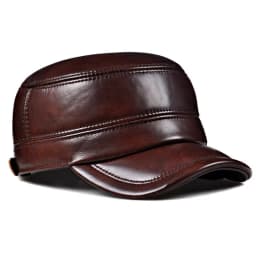 Winter Genuine Leather Cap Men's Flat Caps Military Hat Elegant Man Baseball Cap British Vintage Cowhide Ear Warm Hat