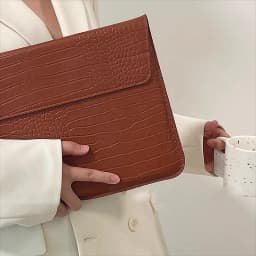 Engrave Name Crocodile Pattern Laptop Sleeve Bag Leather Luxury Waterproof Laptop Bag Fashion Notebook Computer Storage Bags