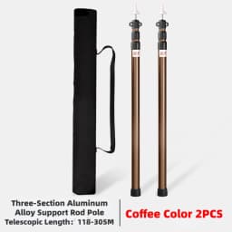 Aluminum Alloy 2.3m-3m 3 Sections Tent Pole Adjustable Support Rods Beach Shelter Tarp Awning Pole Replacement Poles Accessories
