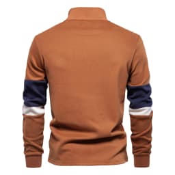AIOPESON Mens Mock Neck Quarter Zip Sweatshirts Patchwork Casual Pullover Cotton-blend Sweatshirt for Men