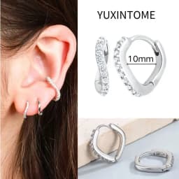 Pave Micro Crystal North Star Hoop Earrings Punk 925 Sterling Silver Ear Needle Twist Gold Earrings For Women Minimalist Jewelry
