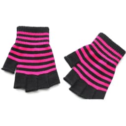 1Pair Black Red Stripe Half Finger Fingerless Gloves for Women Men Knit Wrist Winter Warm Outdoor Gothic Lolita Style Mittens