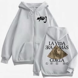 Rapper Milo J La Vida Era Mas Corta Merch Zipper Hoodie Fashion Hip Hop Zip Up Sweatshirt Men's Women's Casual Fleece Pullovers