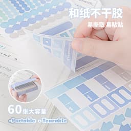 60sheets/box Planwith Sticker+ Series Portable Eardble Minimalist Ins Detachable Index Sticker Classification Label Sticker