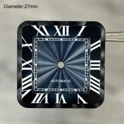 27mm S Logo NH35 Dial Square Roman Santo S Dial for NH35 Automatic Movement Black Blue Hands NH35 FCK 9-5 Dial Watch Accessories