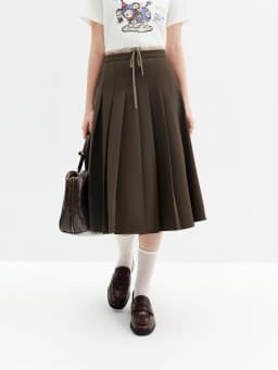 FSLE 2026 Autumn New Arrival Women's Plaid Spliced High-Waisted A-Line Skirt Elegant Blazer Style Pleated Skirt OL style Skirts