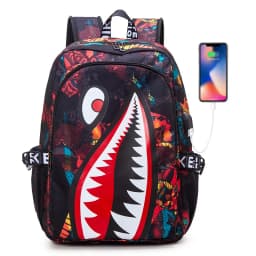 Children's Backpack Shark Personality Pattern Printed Large Capacity Lightweight Simple Backpack Cartoon
