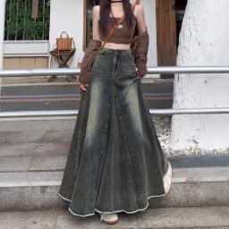 Women Denim Skirts Solid Skirt A Line Button Pocket Ankle Length Zipper Fly Empire Waist None Strech Casual Loose 2026 Autumn