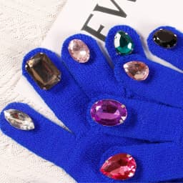 Winter Creative DIY Finger Thickened Warm Manicure Gloves Women Knitted Mittens Shiny Rhinestone Colored Diamond Gloves