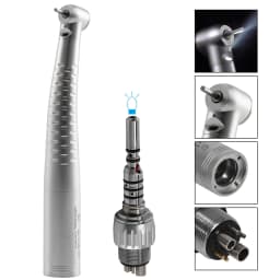 Dental LED Fiber Optic High Speed turbine Push Button Handpiece & 6 Hole Quick Coupler 360° Swivel Fit KaVo Style