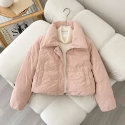 Winter Thickened Bread Style Duck down Cotton Jacket Women's Loose Fit Stand Collar Short Length Zipper Closure  Color Coat