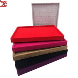 35X24X3Cm Flannel Jewelry Tray 100 Digit Ring Display Storage Jewelry Display Props Ring Trays Dedicated Dustproof Plastic Cover