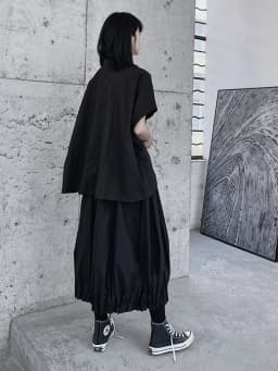 [EAM] High Elastic Waist Black Brief Pleated Wide Leg Pants New Loose Fit Trousers Women Fashion Tide Spring Autumn 2026 1DF1103