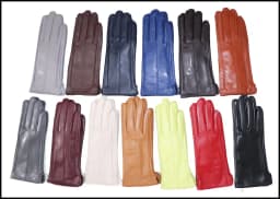 Leather gloves women's sheepskin flannel lining winter warmth high-grade black touch screen color leather gloves driving new