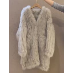 Eco-Friendly Fur Coat Women's Mid-Length Fashionable Casual Style Long Sleeve V-Neck Three Button Closure Outerwear