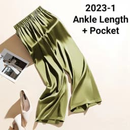 High Waist Silk Drape Straight Leg Pants Women's Casual Trousers Elegant Draped Straight Pants High Waist Silk Pants
