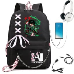 My Hero Academia Anime Print Student Backpack with Webbing Straps Girls School Bag Lightweight Casual Daypack