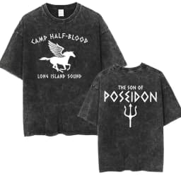 Vintage Washed Percy Jackson Tee Shirt Camp Half-Blood Harajuku Aesthetic T-shirt Men Women Casual Oversized T Shirts Streetwear