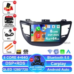 Android 15 Car Radio For Hyundai Tucson IX35 3 2015 2016 2017 2018 Multimedia Wireless Carplay Auto Qualcomm QLED Navigation DSP