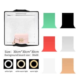 SH 30cm Photography Tabletop Lightbox with 6pc Color Backgrounds Desktop Portable Photo Studio Light Box Soft Shooting Tent Box