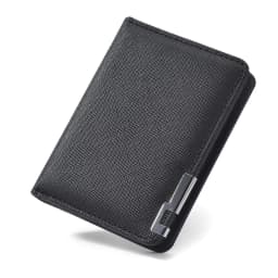Small Slim Business-Style Wallet - Multiple Card Slots, Credit Card and Driver's License Holder, Geometric In Black Faux Leather