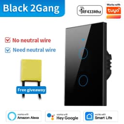 TNCE Tuya US Switch WiFi Zigbee, 1/2/3/4 Gang, No-Neutral/Wire LED Light Control Wall Button, Smart Voice with Alexa Google Home