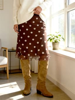 2026 Women's Dot Print Midi Skirt Retro Style High Waist Bodycon Skirt Party Work Daily Casual Knee Length Skirt Spring Summer