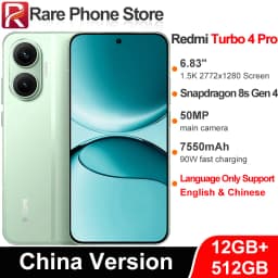 China Version Redmi Turbo 4 Pro 256GB/512GB Snapdragon 8s Gen 4 6.83 inch 2772x1280 Screen 90W 7550mAh Battery 50MP+20MP Camera