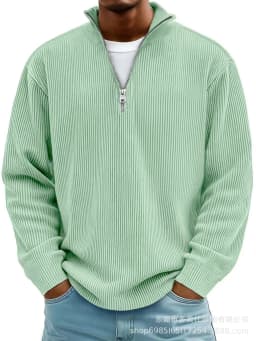 Men Stand Collar Zip Long Sleeve Loose Sweatshirts Casual Male Solid Color Pullover Jackets LRFZ-C448