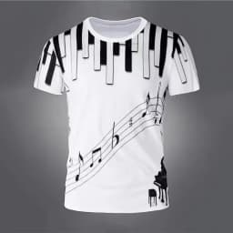 Retro Men'S T-Shirt 3d Music Notes Printed Men Clothing Daily Casual Short Sleeve Street Designer Tees Top Loose Oversized Shirt