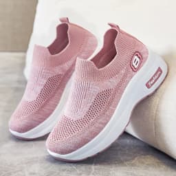 Women's Platform Sneaker 2026 Spring Breathable Mesh Slip-On Casual Workout Shoes Cushioned Sole Athletic Inspired Heels Comfort