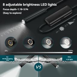 8mm Lens Industrial Endoscope, 1920p Borescope with Adjustable Led Light Ip67 Waterproof Camera for iPhone, Ipad, Samsung