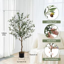 2pcs Artificial Olive Tree 120/150cm Tall Faux Silk Olive Trees Fake Potted Tree for Indoor Home Office Living Room Decor