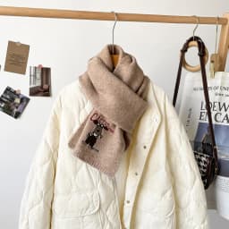Fresh and Sweet New Winter Knit Wool Small Scarf for Women High - end Dog Embroidery Japanese - Korean Simple Matching
