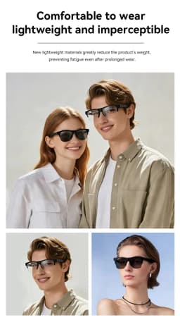 Lenovo Wireless Bluetooth Smart Sunglasses 4K Touch Control Remote Camera Video Recorder AI Translator Built-in Voice Assistant