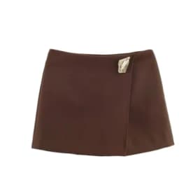 KONDALA Casual Chic Brown Mini Shorts Skirt Front Split High Waist Wide Leg Shorts Women Fashion 2025 Streetwear Fall Shorts